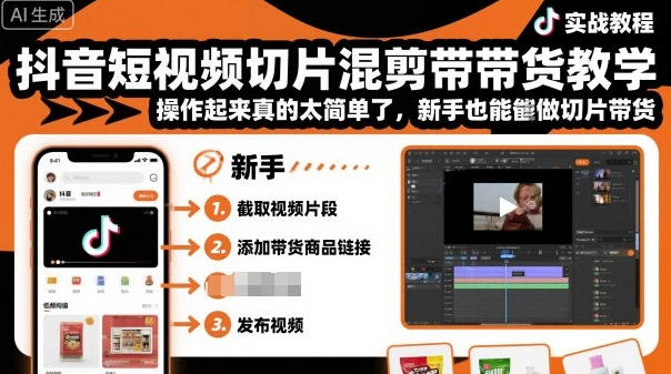抖音短视频切片混剪带货教学,新手也能做切片带货-渡漳网
