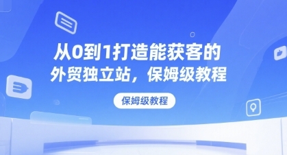 从0到1打造能获客的外贸独立站,保姆级教程-渡漳网