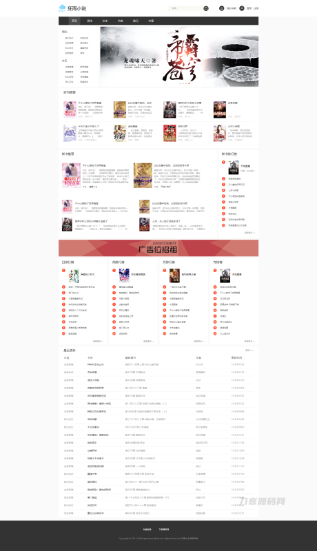 狂雨小说CMS V1.5.2版本_简洁大气小说网站系统-渡漳网
