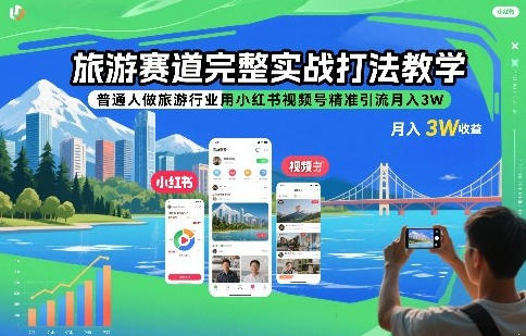 旅游赛道完整实战打法教学，旅游行业用小红书视频号精准引流-渡漳网