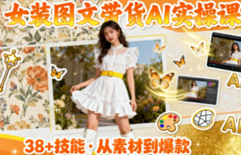 女装图文带货的AI实操课,覆盖38个实用技能,提升素材制作效率-渡漳网