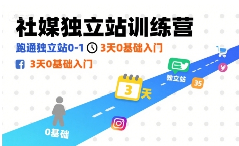 社媒独立站训练营,跑通独立站0-1,3天0基础入门-渡漳网