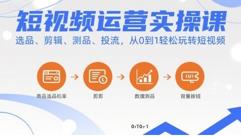 短视频运营实操课,选品、剪辑、测品、投流,从0到1轻松玩转短视频-渡漳网