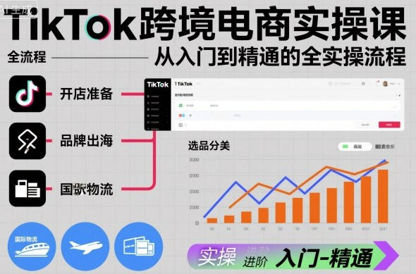 TikTok跨境电商实操课，从入门到精通的全实操流程-渡漳网