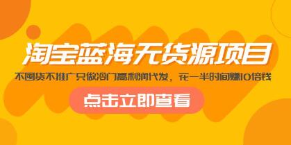 《淘宝蓝海无货源项目》不囤货不推广只做冷门高利润代发，花一半时间赚10倍钱-渡漳网