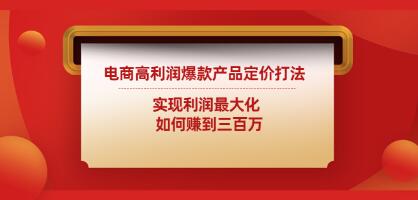 《电商高利润爆款产品定价打法》实现利润最大化，如何赚到三百万-渡漳网