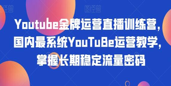《YOUTUBE金牌运营直播训练营》YOUTUBE运营教学，掌握长期稳定流量密码-渡漳网
