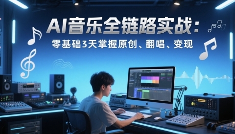 AI音乐全链路实战变现课，零基础3天掌握原创、翻唱、变现-渡漳网