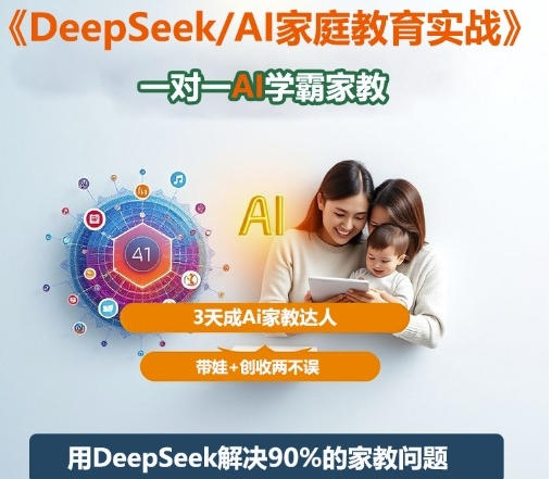 DeepSeek+Al家庭教育实战，一对一AI学霸家教，3天成Ai家教达人-渡漳网