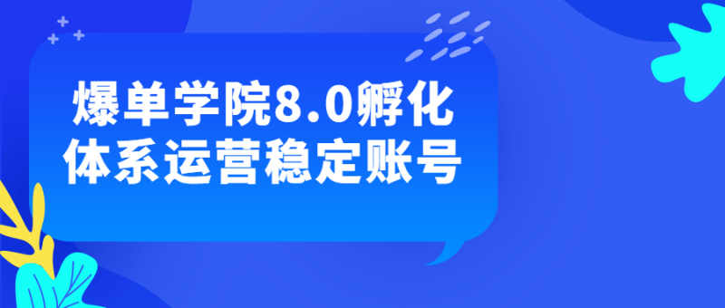 爆单学院8.0孵化体系运营稳定账号-渡漳网