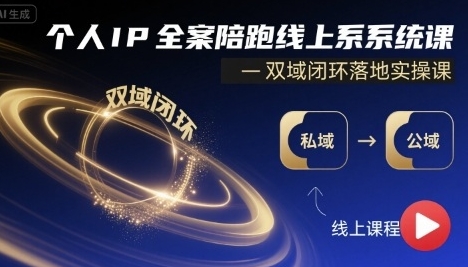 个人IP全案陪跑线上系统课,双域闭环落地实操课-渡漳网