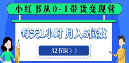 《小红书0-1带货变现营》每天1小时,月入5位数-渡漳网