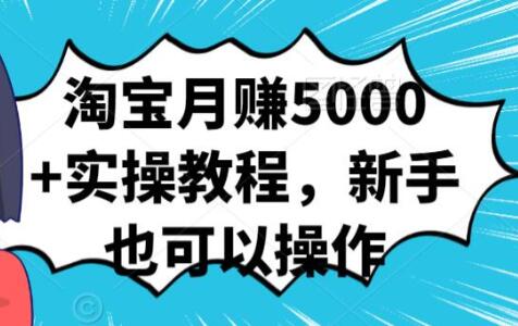 淘宝月赚5000+实操教程,新手也可以操作-渡漳网