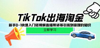 《TikTok出海淘金》0-1快速入门短视频直播带货，引流到变现的知识-渡漳网