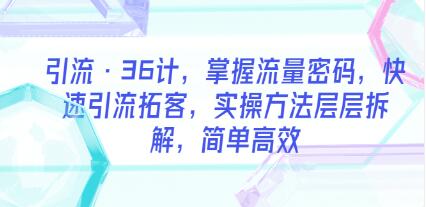 《引流36计》36个引流方法,帮你快速掌握流量密码,快速引流拓客-渡漳网