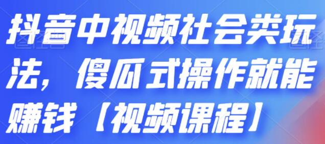 《抖音中视频社会类玩法》傻瓜式操作就能赚钱-渡漳网