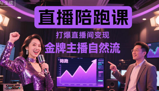 直播陪跑课,金牌主播自然流打爆直播间,复制高变现玩法-渡漳网