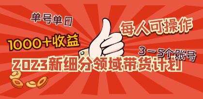 《新细分领域带货计划》单号单日10+收益不难,每人可操作3-5个账号-渡漳网