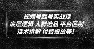 《视频号起号实战课》底层逻辑 人群选品 平台区别 话术拆解 付费投放等-渡漳网
