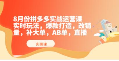 《拼多多实战运营课》实时玩法，爆款打造，改销量，补大单，AB单，直播-渡漳网