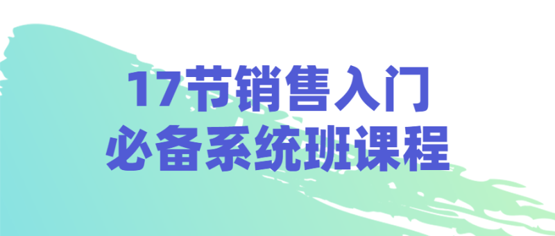 17节销售入门必备系统班课程-渡漳网
