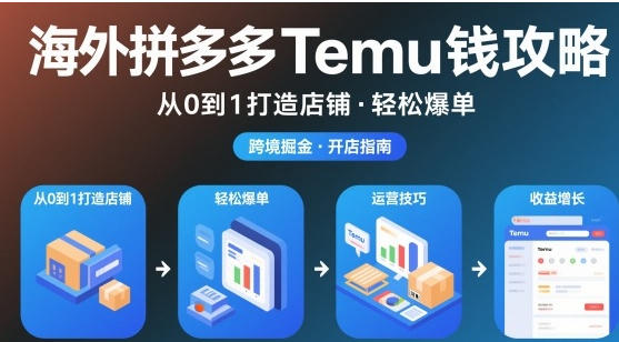 海外拼多多temu钱攻略从0到1打造店铺，轻松爆单-渡漳网