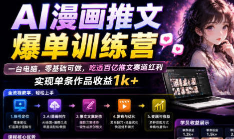 AI漫画推文爆单训练营,零基础可做,吃透百亿推文赛道红利-渡漳网