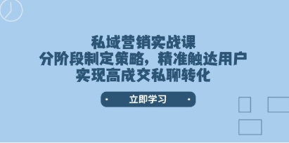 私域营销实战课，制定策略，精准触达用户，实现高成交私聊转化-渡漳网