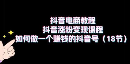抖音电商教程《抖音涨粉变现》做一个赚钱的抖音号-渡漳网