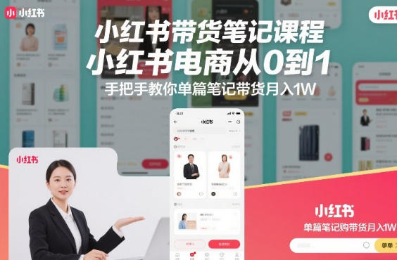 小红书带货笔记课程，小红书电商从0到1-渡漳网
