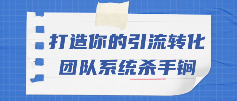 打造你的引流转化团队系统杀手锏-渡漳网
