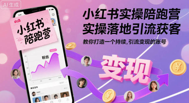 小红书实操陪跑营，实操落地引流获客，打造一个持续引流变现的账号-渡漳网