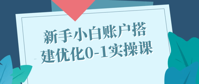 新手小白账户搭建优化0-1实操课-渡漳网