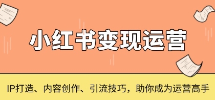 小红书变现运营,IP打造、内容创作、引流技巧,助你成为运营高手-渡漳网