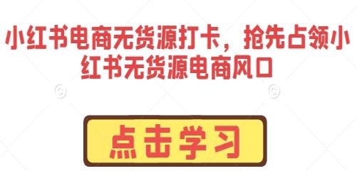 《小红书电商无货源打卡》抢先占领小红书无货源电商风口-渡漳网