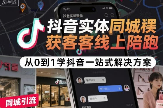 抖音实体同城获客线上陪跑,从0到1学抖音一站式解决方案-渡漳网