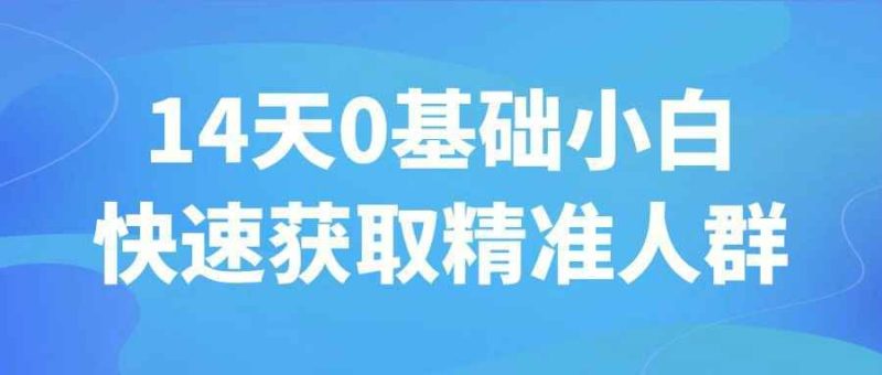 14天0基础小白快速获取精准人群-渡漳网