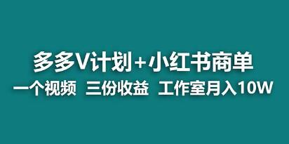 蓝海项目《多多v计划+小红书商单》一个视频三份收益 工作室月入10w打法-渡漳网