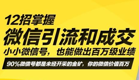 12招微信引流成交技术,让你做出百万级业绩,培训课程视频-渡漳网