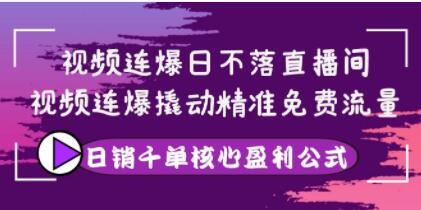 视频连爆日不落直播间《视频连爆撬动精准免费流量》日销千单核心盈利公式-渡漳网