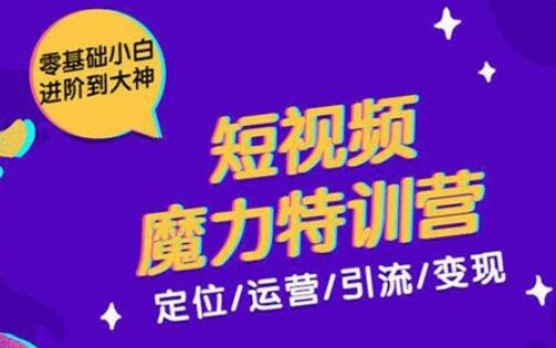零基础小白进阶到大神《短视频魔力特训营》定位/运营/引流/变现-渡漳网