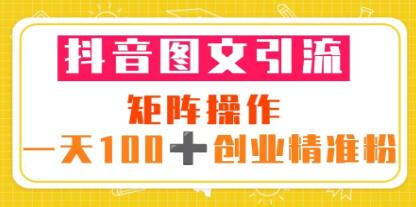 《抖音图文引流》矩阵操作一天100+创业精准粉-渡漳网