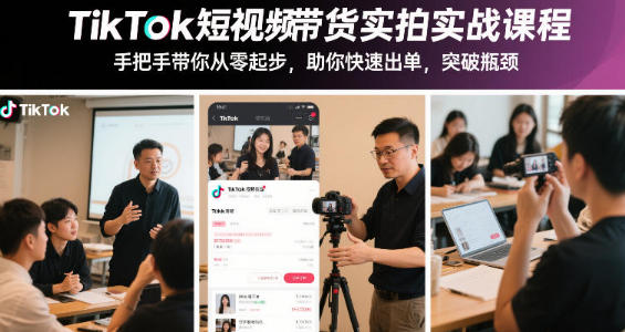 TikTok短视频带货实拍实战课程,助你快速出单,突破瓶颈-渡漳网