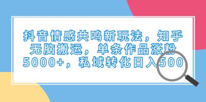 《抖音情感共鸣新玩法》知乎无脑搬运,单条作品涨粉快-渡漳网