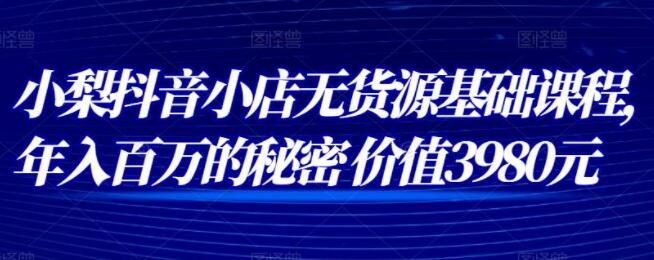小梨《抖音小店无货源基础课程》年入百万的秘密-渡漳网