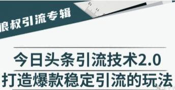 今日头条引流技术2.0,打造爆款稳定引流的玩法视频教程-渡漳网