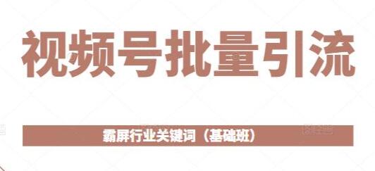 《视频号批量引流》霸屏行业关键词玩法(基础班)-渡漳网