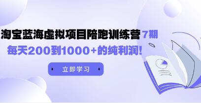 黄岛主《淘宝蓝海虚拟项目陪跑训练营7期》每天200到1000+的纯利润-渡漳网