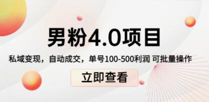 道哥说创业《男粉项目4.0》私域变现 自动成交 单号100-500利润 可批量-渡漳网