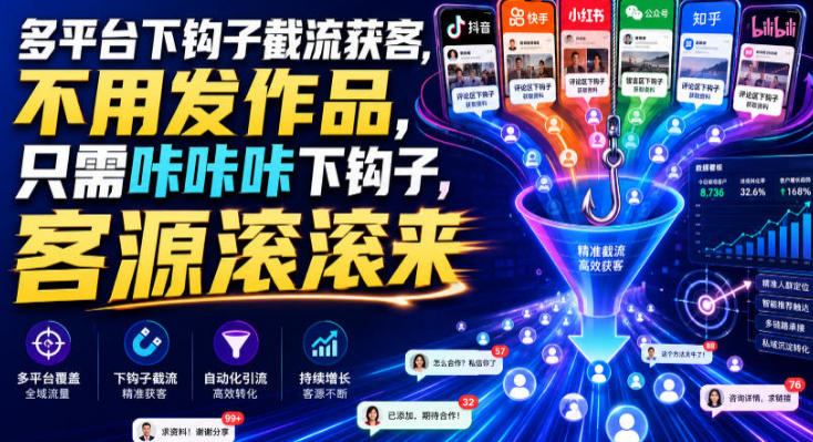 黄一恒多平台下钩子截流获客-渡漳网
